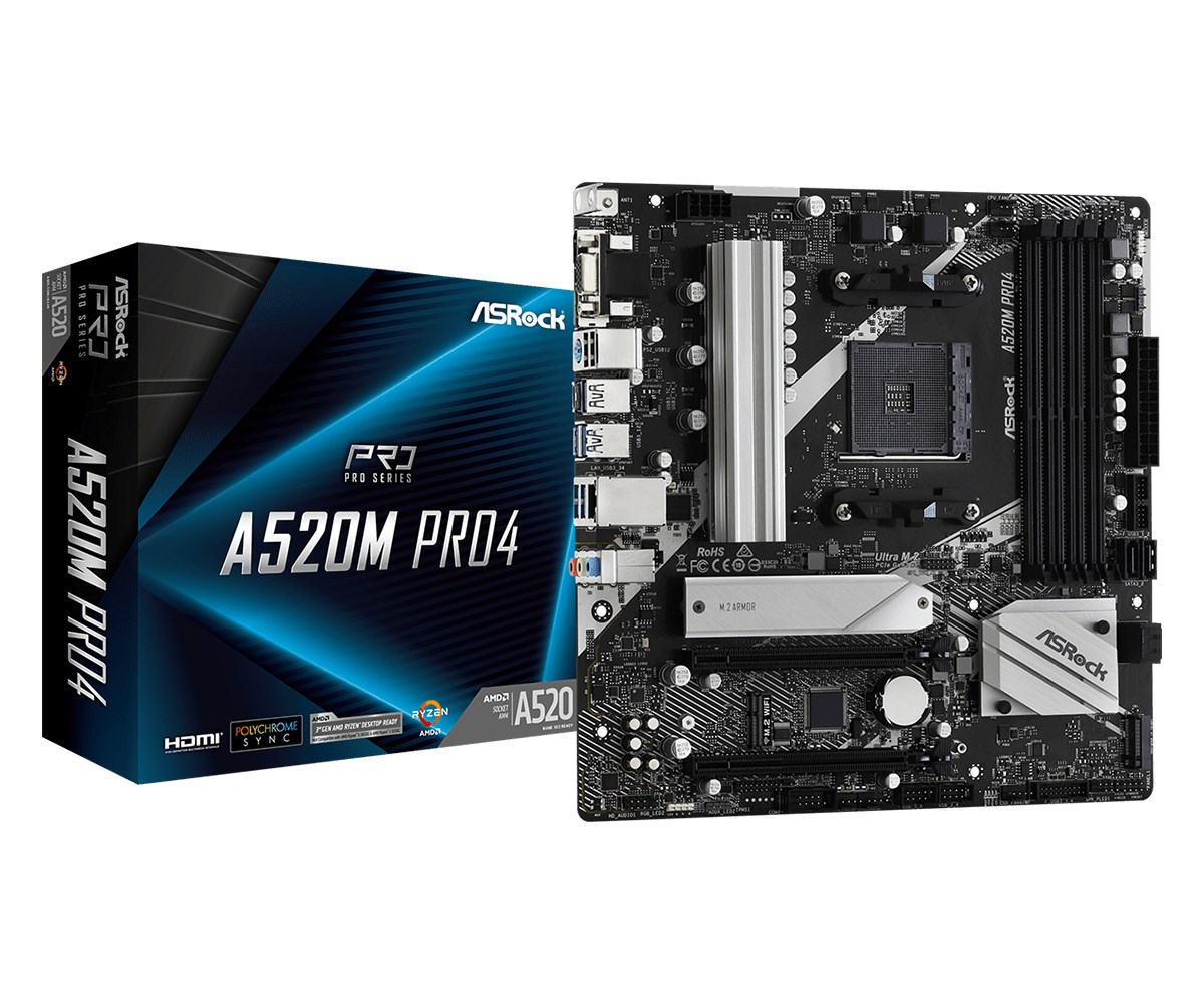ASRock A520 A520M Phantom Gaming 4 AM4 DDR4 Micro ATX