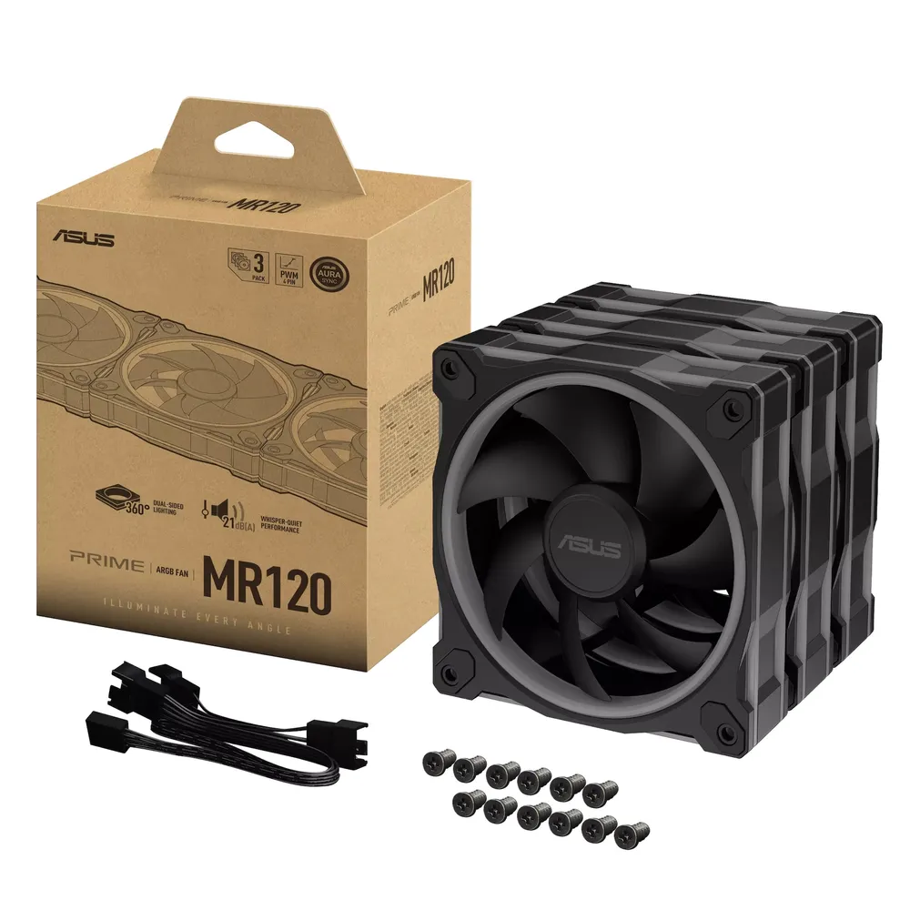 Set me 3 Ventilatorë ASUS Prime MR120 ARGB, 120mm, Black, PWM