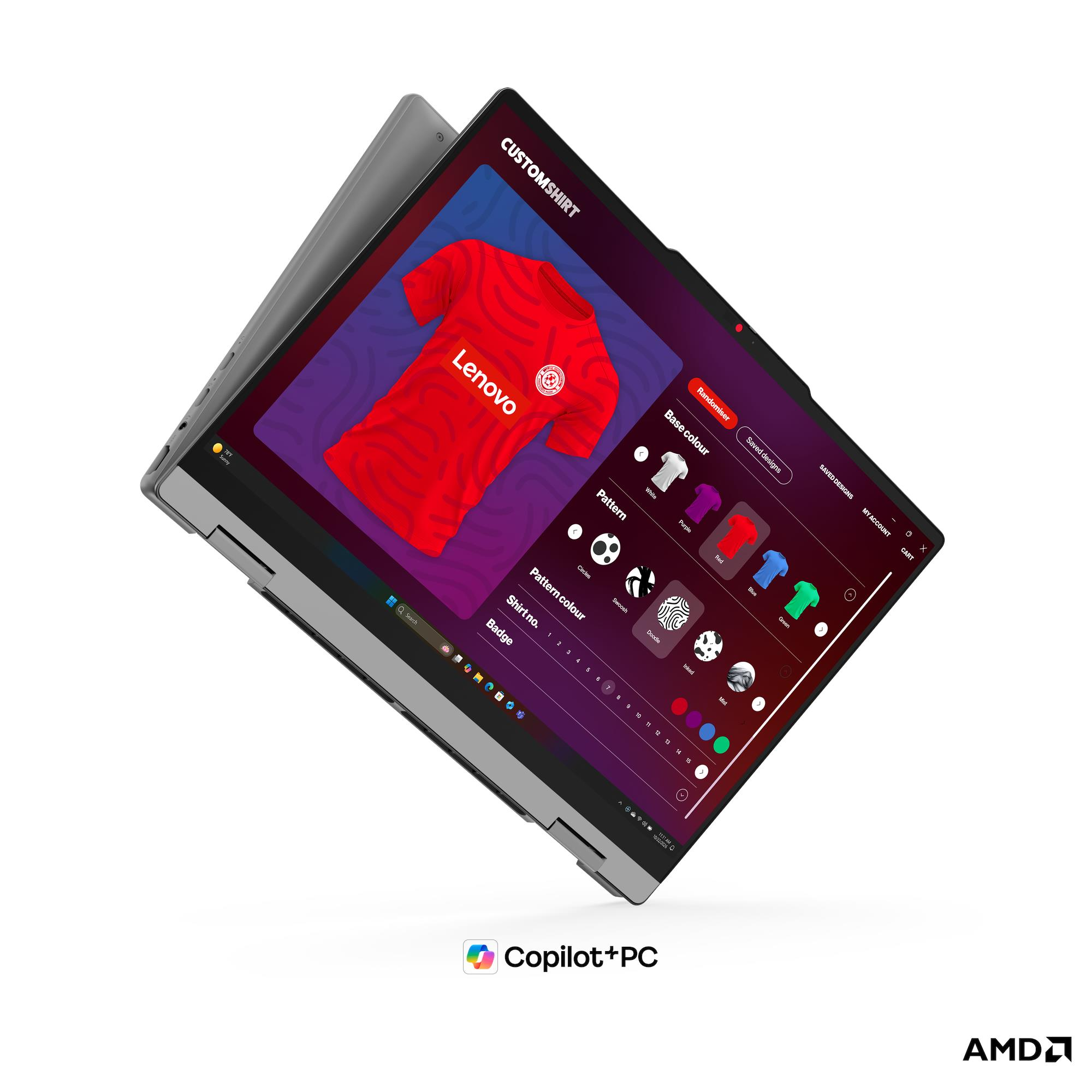 Laptop Lenovo IdeaPad 5 2-in-1 14AGP11, AMD Ryzen AI 7 445 (6C/12T, deri 4.6 GHz, 8 MB Cache), 14" WUXGA IPS 400 nits Touch, 16 GB DDR5-5600, 512 GB SSD M.2 NVMe, AMD Radeon 840M Graphics, Wi-Fi 7 + BT 5.4, Tastierë me Backlit, Bateri 60 Wh 3-Cell, FreeDO
