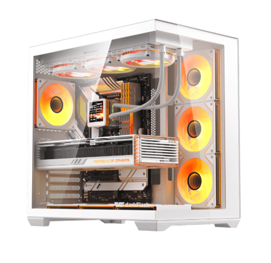 Kasa DarkFlash C280 Micro-ATX Mini Tower 7x ARGB Fans – E bardhë