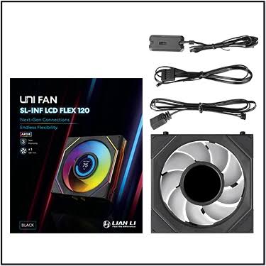 Lian Li Uni Fan SL-INF LCD FLEX ARGB 120mm, Black - Ventilator për PC me Ekran LCD